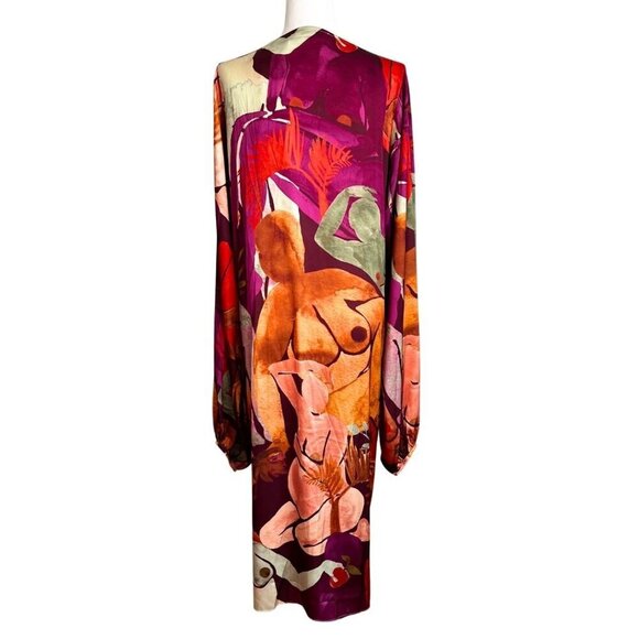 ANDREA IYAMAH TAKWA COLORFUL FRONT-TIE KIMONO MIDI DRESS IN EVE PRINT - OS - Picture 3 of 13